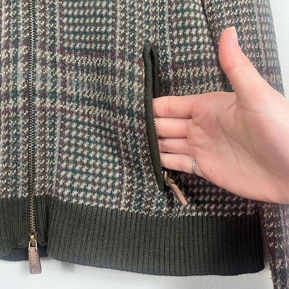 Ralph Lauren Gingham Neutral Indie Sleeze Cotton Zip Up Sweater Jacket - Picture 4 of 6